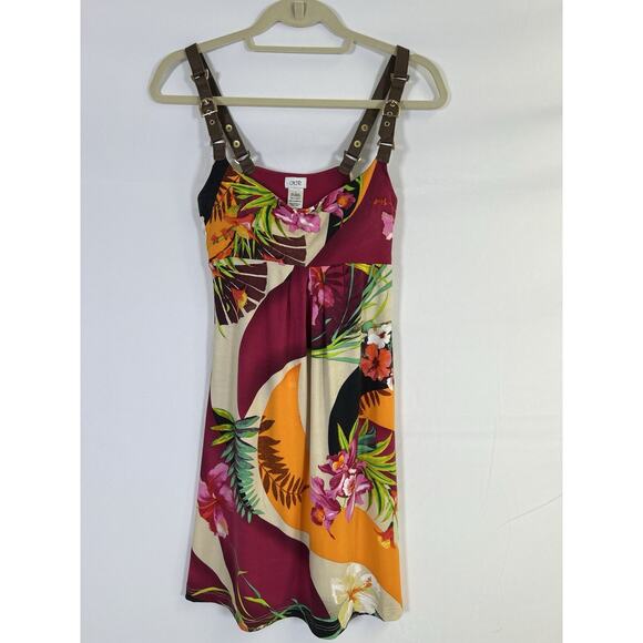 Vintage Y2K Cache Womens Baby Doll Dress Floral Hawaii Tropical Size S